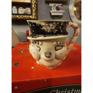 Vintage 1950s F & F Mold‎ And Die Hard Plastic Christmas Snowman Mug USA